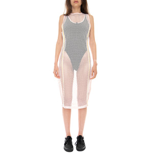 Womens Mirage Mox EB Dress - Puma White / Desert Sage - Abito Smanicato in Rete Donna Bianco 59972627 . PUMA 