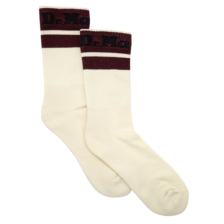 Athletic Logo Socks - Egret / Black / Cherry Red - Calzini Multicolore DMCAC681112 . DR.MARTENS 