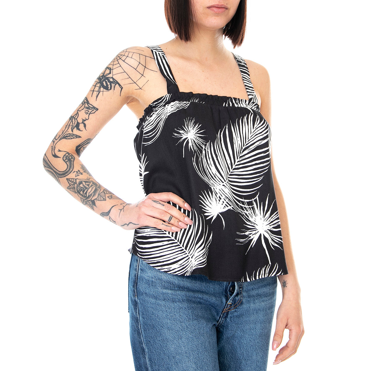 Womens Lei Tanktop - Black Palm - Canotta Donna Nera CQ2527-024 . HURLEY 