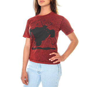 Shrunken Cartoon - Maglietta Girocollo Donna Rossa FRAR60015-RD . ARIES 