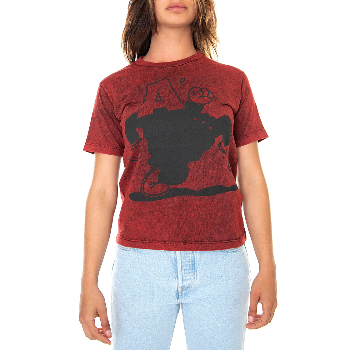 Shrunken Cartoon - Maglietta Girocollo Donna Rossa FRAR60015-RD . ARIES 
