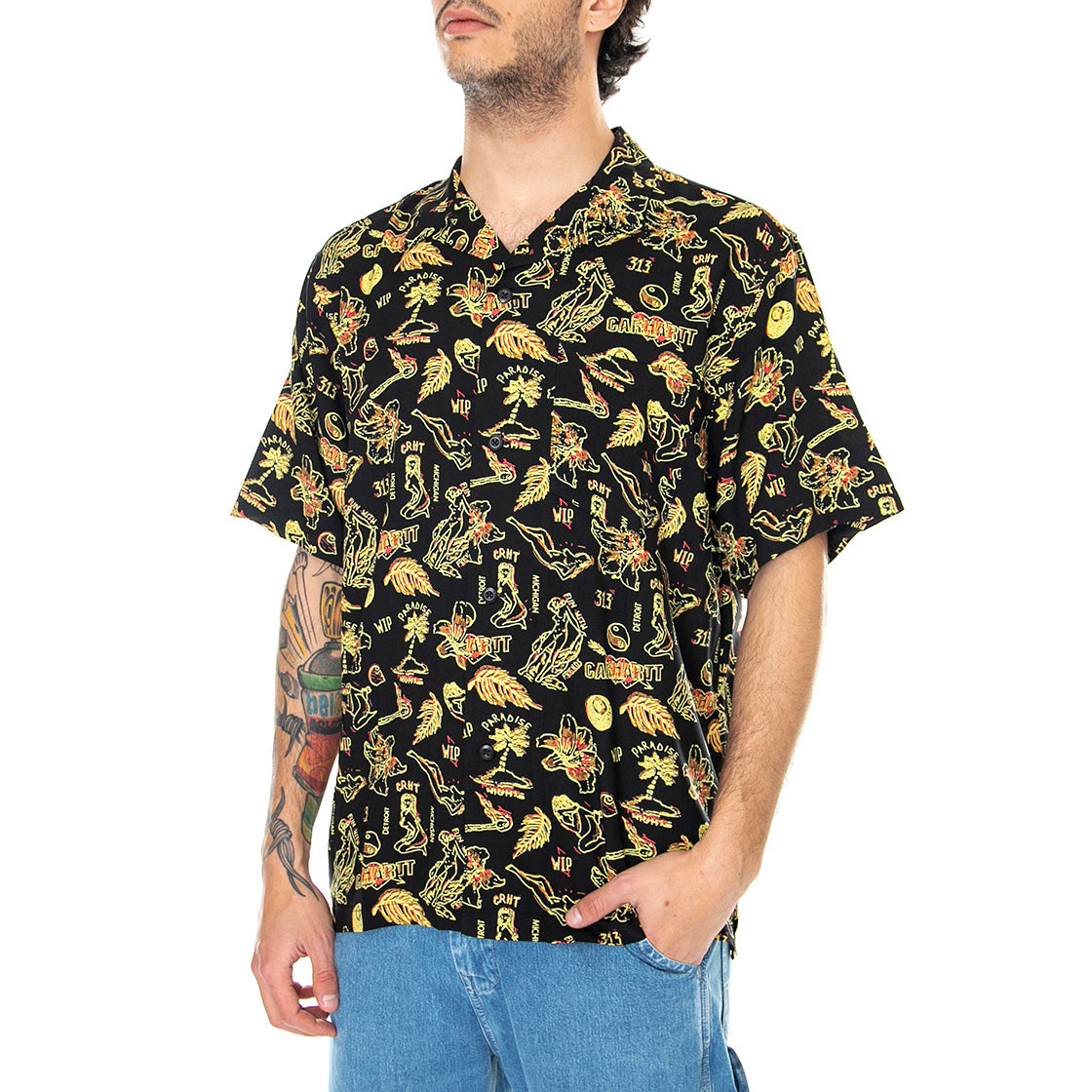 S/S Paradise Shirt Paradise Print, Yellow - Camicia Maniche Corte Uomo Multicolore I027530.09Q.00.03 . CARHARTT WIP 