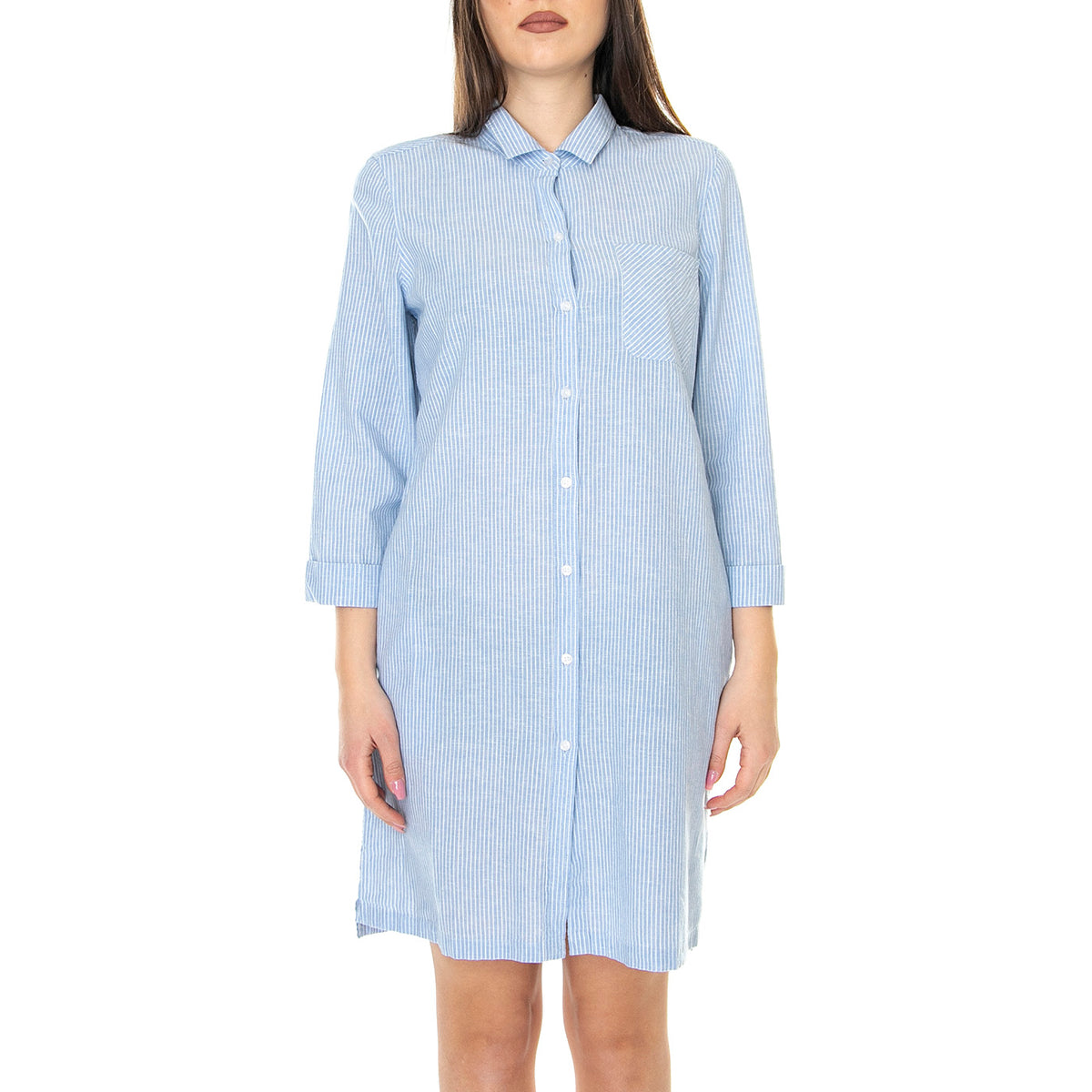 W' Seaglow Dress Chambray Stripe - Abito Chemisier Donna Blu LDR0420-BL23-SS23 . BARBOUR 