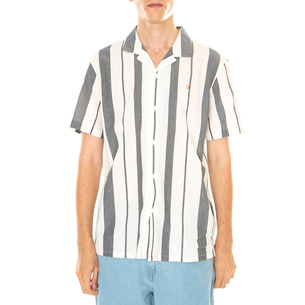 M' Adler Casual Fit Short Sleeve Stripe Revere Shirt - Camicia Maniche Corte Uomo Multicolore F4WSD032-412 . FARAH 