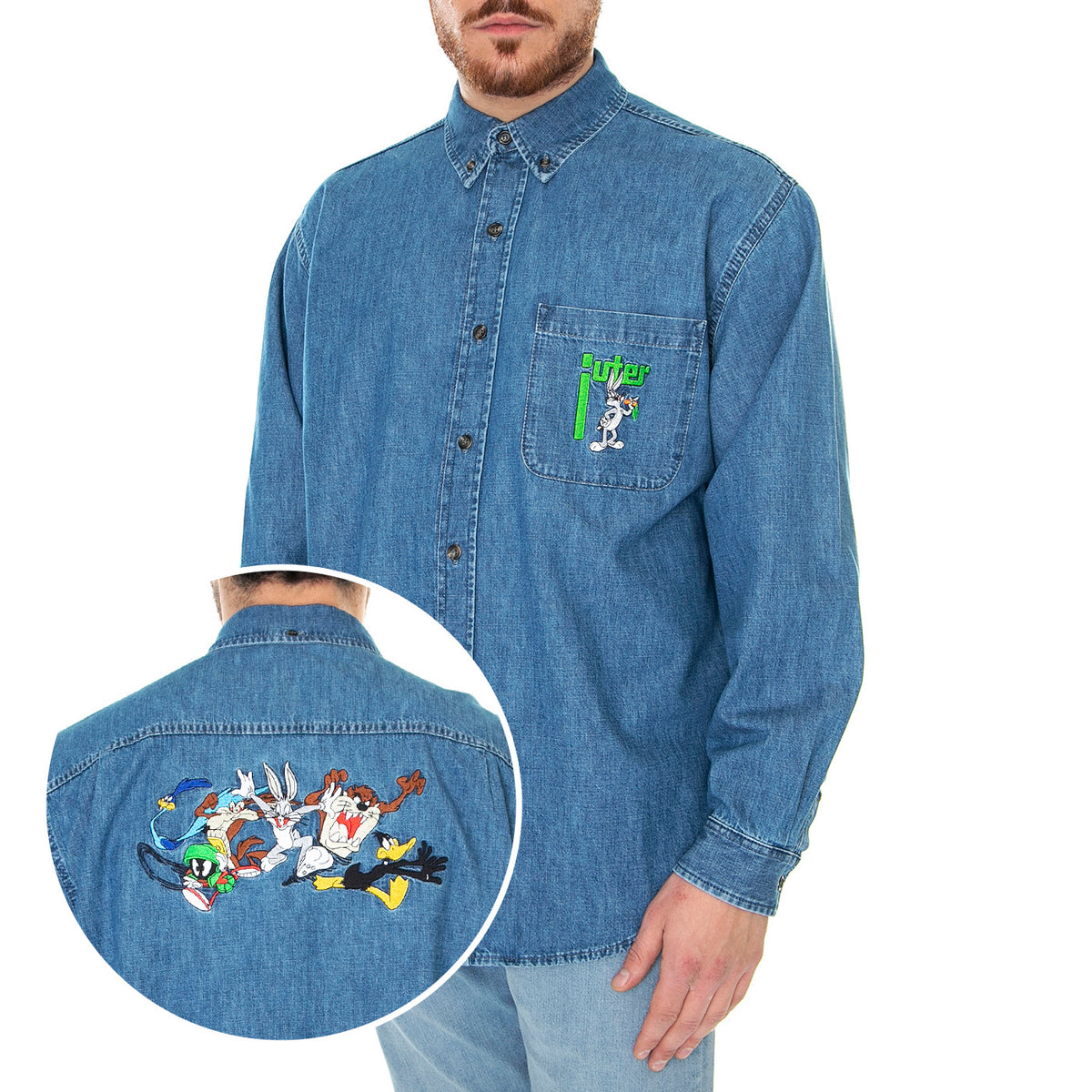 Looney Tunes Denim Shirt Light Blue - Camicia Denim Jeans Uomo Blu 23SIHR53-LIGHT BLUE . IUTER 