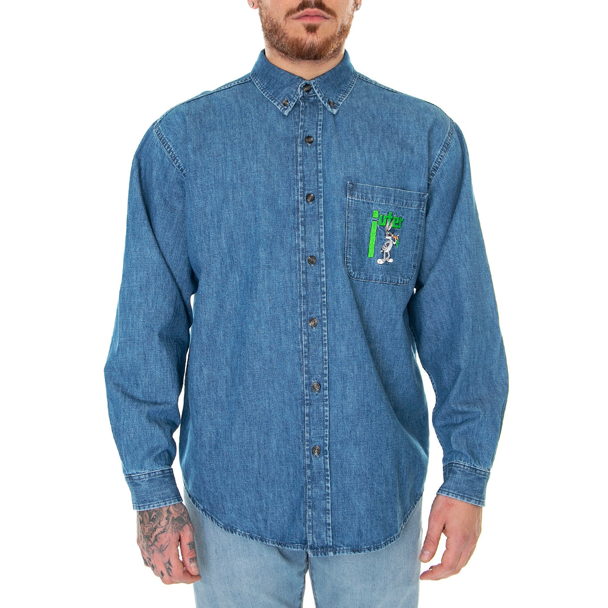 Looney Tunes Denim Shirt Light Blue - Camicia Denim Jeans Uomo Blu 23SIHR53-LIGHT BLUE . IUTER 