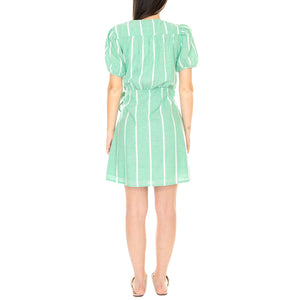 Vestido Corto Cruzado con Estampado de Rayas - Abito Donna Verde 31W/41235 . WILD PONY 