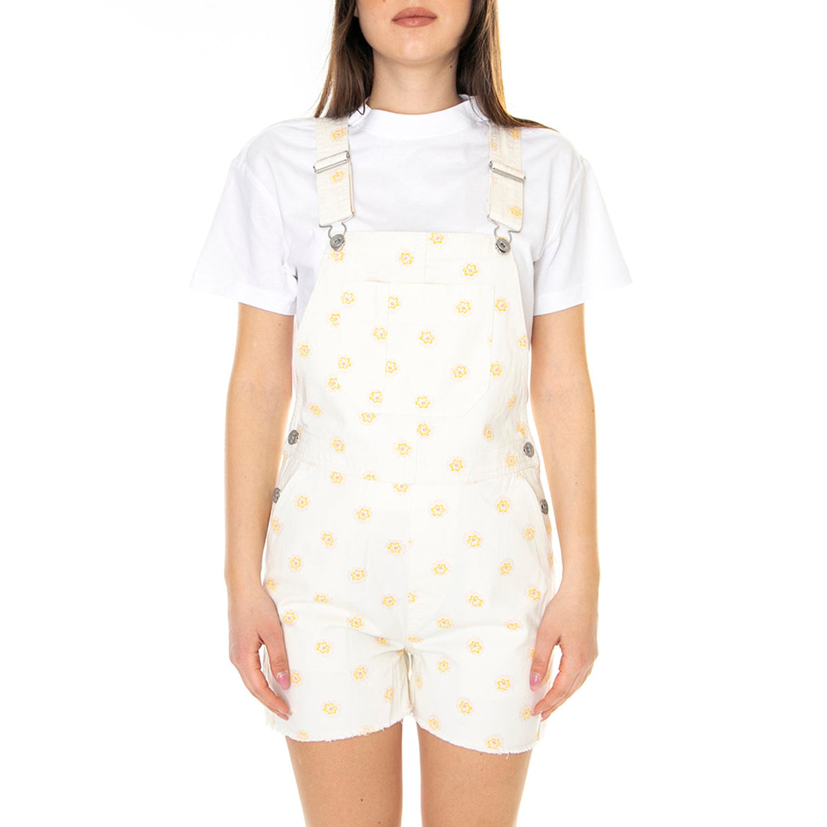 W' Christina Short Overall Off White Daisy Dot - Salopette Donna Bianca 4292-OFWDD . BRIXTON 
