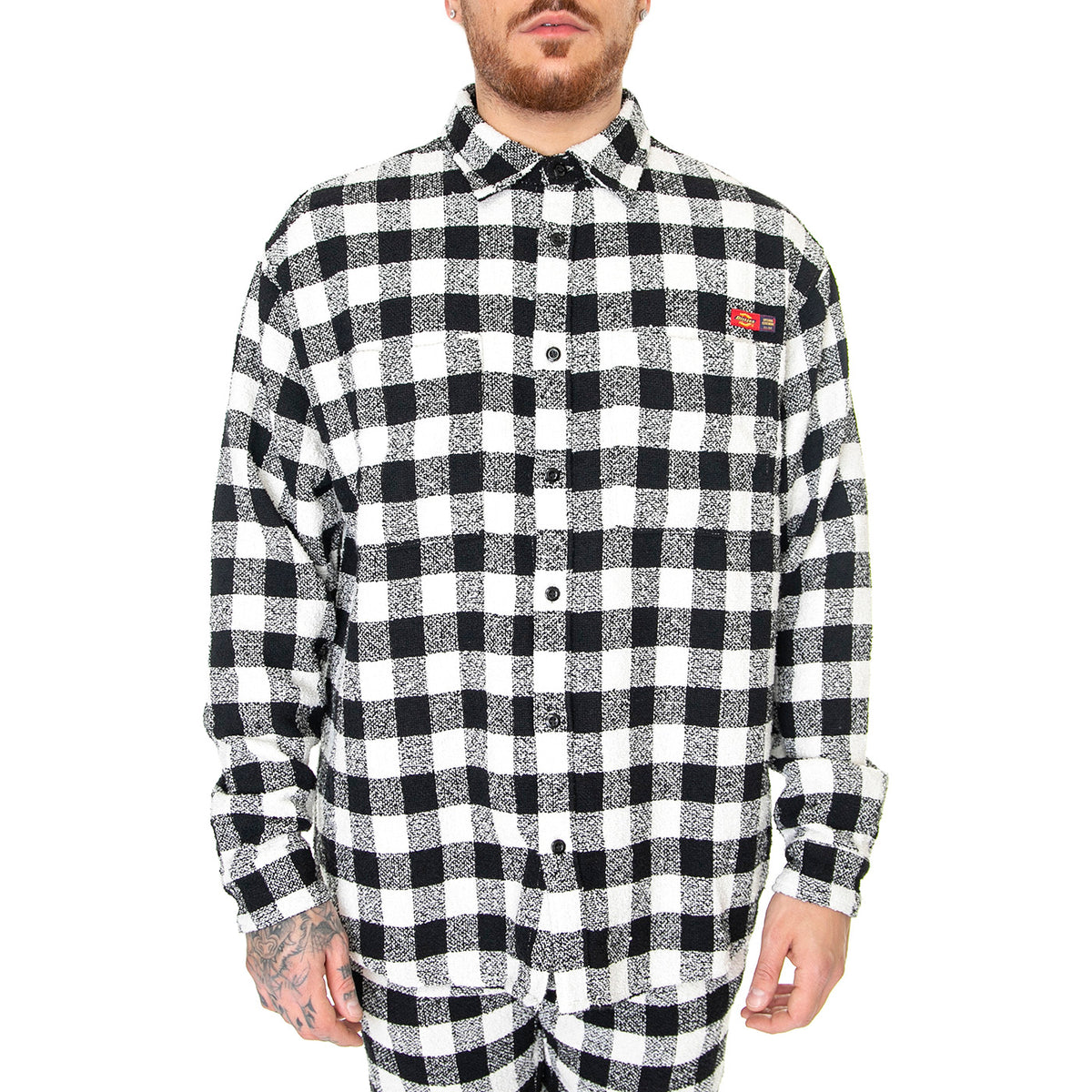 OC x DICKIES Tweed Shirt Black Check - Camicia Uomo Nera / Multicolore DK0A4Y4WE901 . DICKIES 