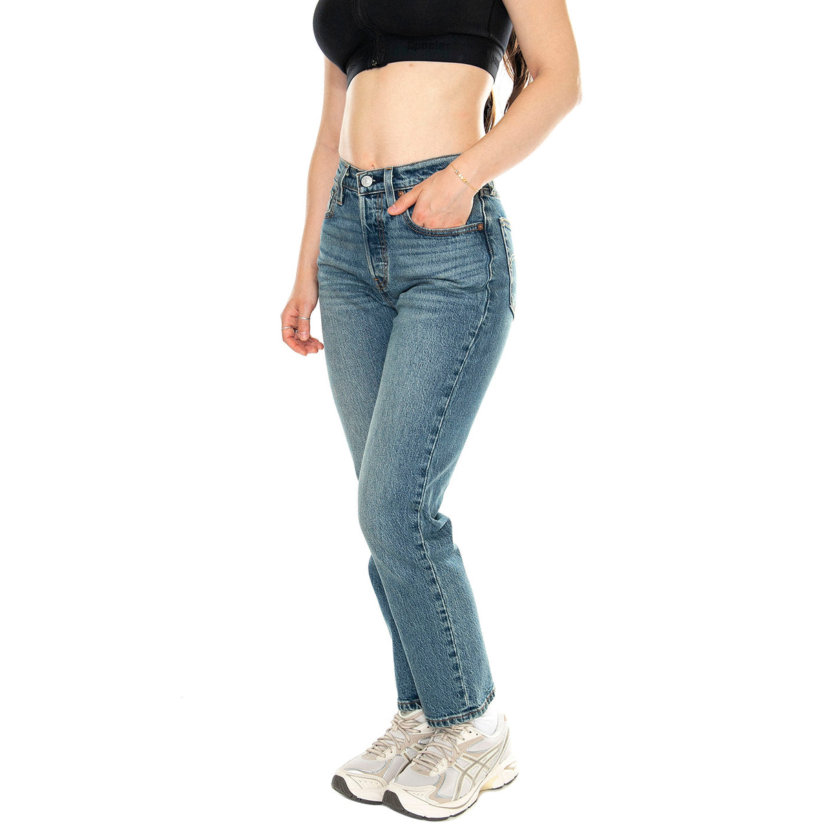 501 Crop Stand Off Dark Indigo Worn In - Pantaloni Denim Jeans Donna Blu 36200-0291 . LEVIS 