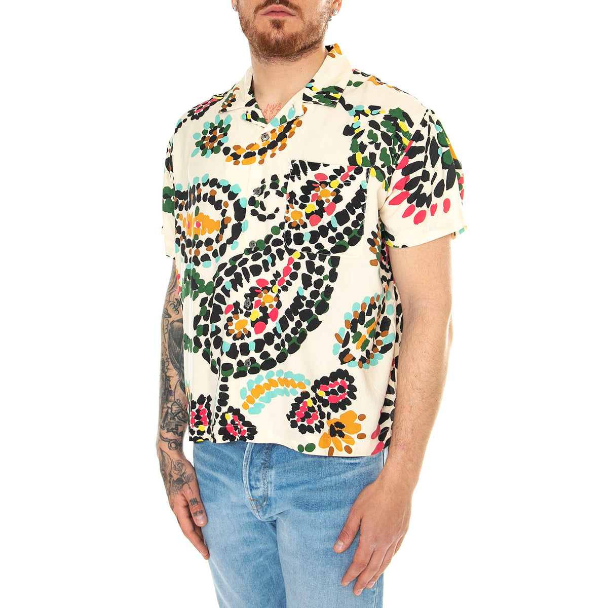 Paisley Dots Woven S/S White Smoke Multi Shirt - Camicia Maniche Corte Uomo Multicolore 181210396-WTM . OBEY 