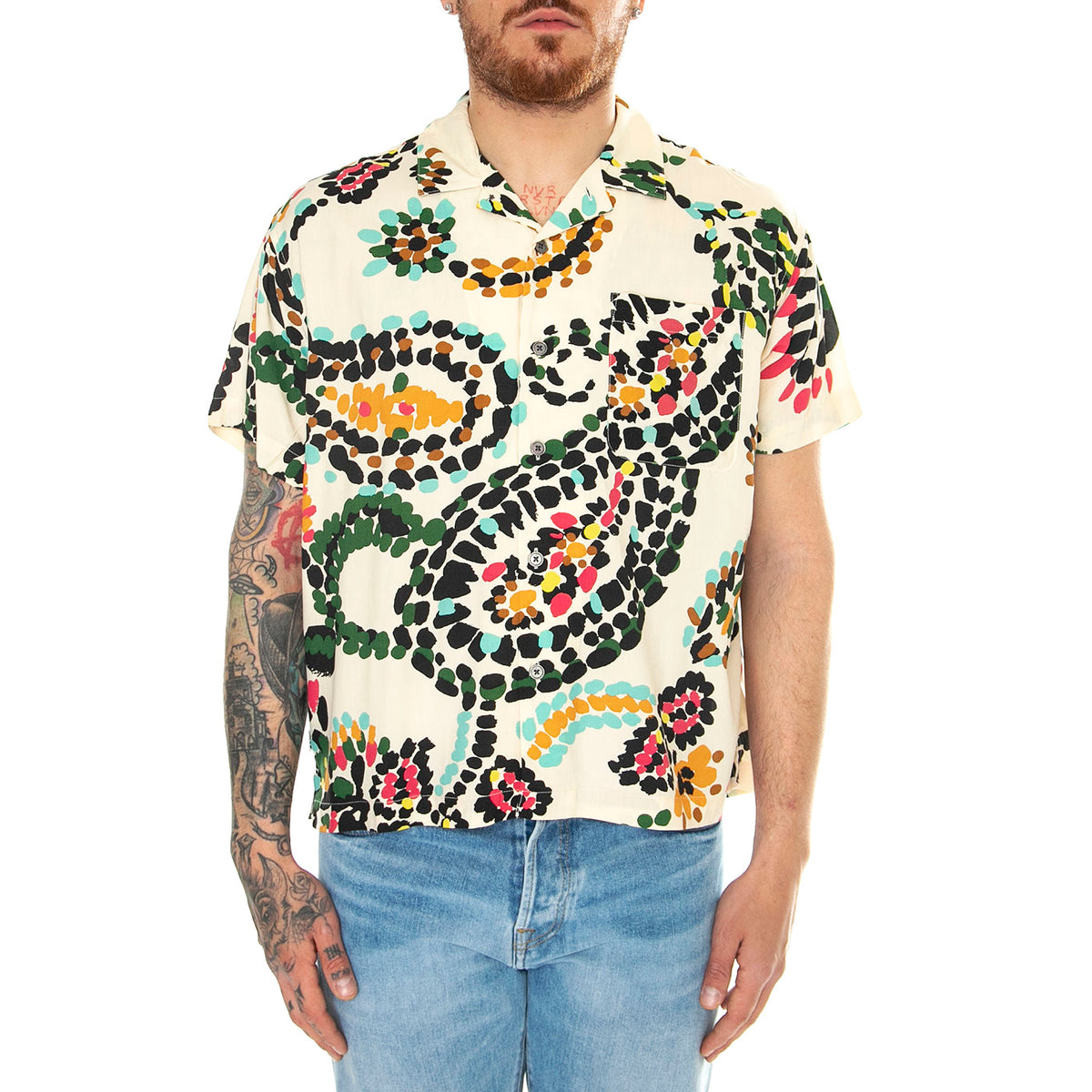 Paisley Dots Woven S/S White Smoke Multi Shirt - Camicia Maniche Corte Uomo Multicolore 181210396-WTM . OBEY 