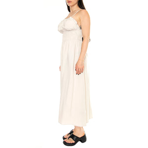 Vestido Midi Satinado Tirantes Blanco - Abito Donna Bianco 41W/11238 . WILD PONY 