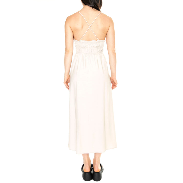 Vestido Midi Satinado Tirantes Blanco - Abito Donna Bianco 41W/11238 . WILD PONY 
