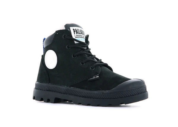 Pampa Hi Cuff Wps Oz Black / Black - Scarpe Stringate Profilo Alto Bambini Nere PAK57217-010-M . PALLADIUM 