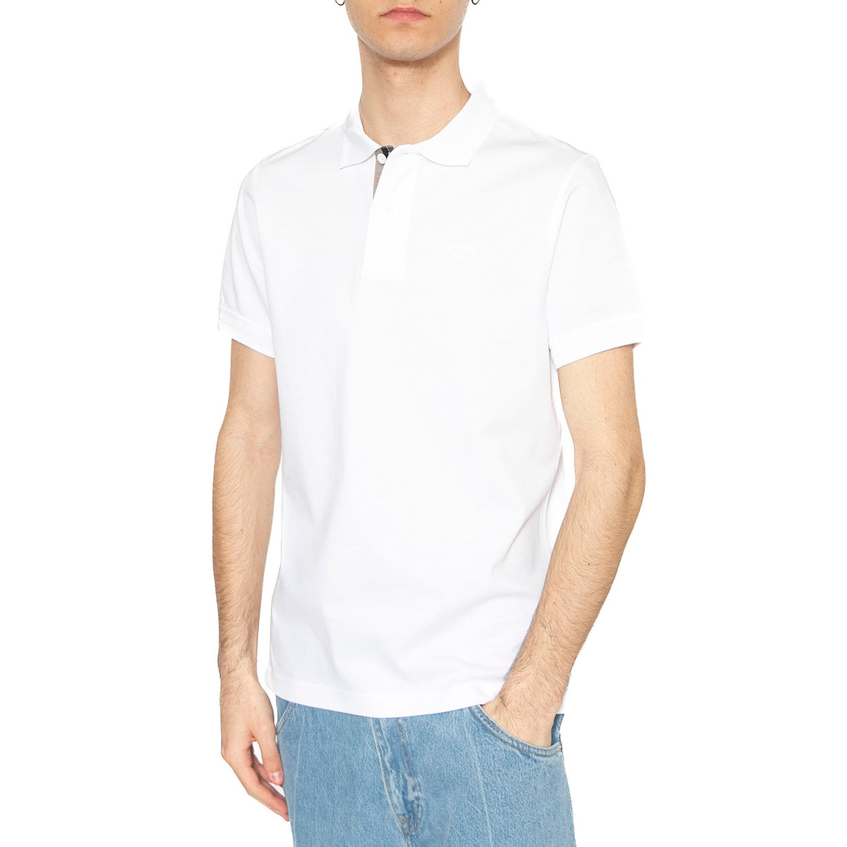 Premium Tartan Piquet Polo White - Polo Uomo Bianca MML1464-WHITE . BARBOUR 