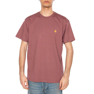 S/S Chase T-Shirt Dusky Pink / Gold - Maglietta Girocollo Uomo Viola I026391.2Q7XX . CARHARTT WIP 