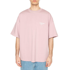 S/S Signature Script T-Shirt Hortensia / White - Maglietta Girocollop Uomo Viola I033828.2QSXX . CARHARTT WIP 