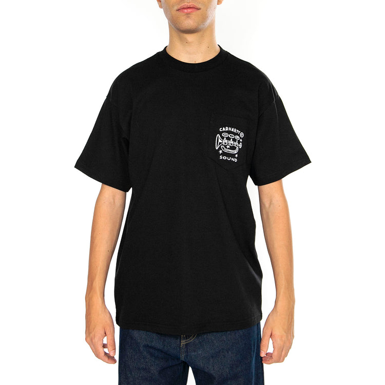 S/S Fragments Pocket T-Shirt Black / White - Maglietta Girocollo Uomo Nera I034407.0D2XX . CARHARTT WIP 