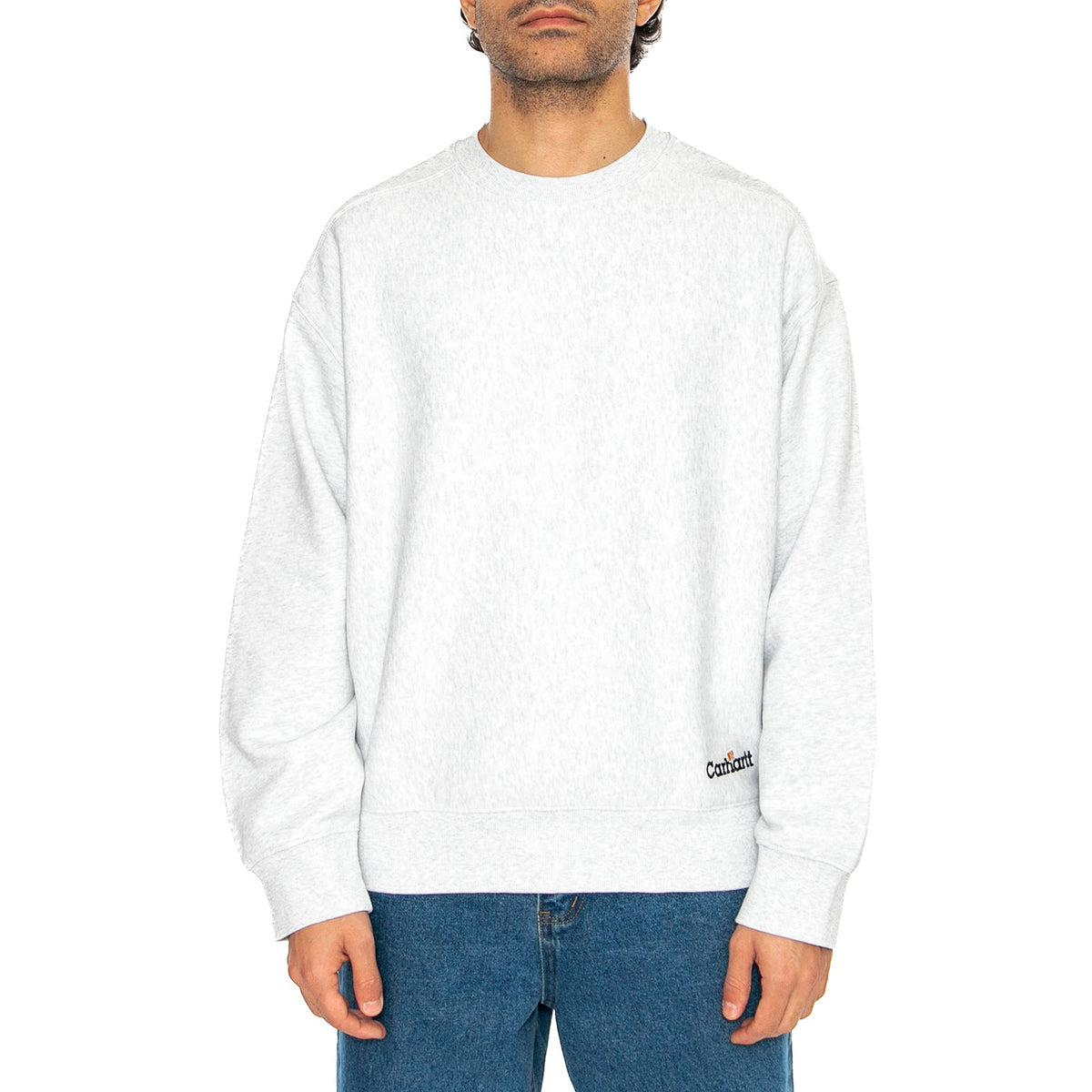 Label Script Sweat Ash Heather - Felpa Girocollo Uomo Grigia I034429.482XX . CARHARTT WIP 