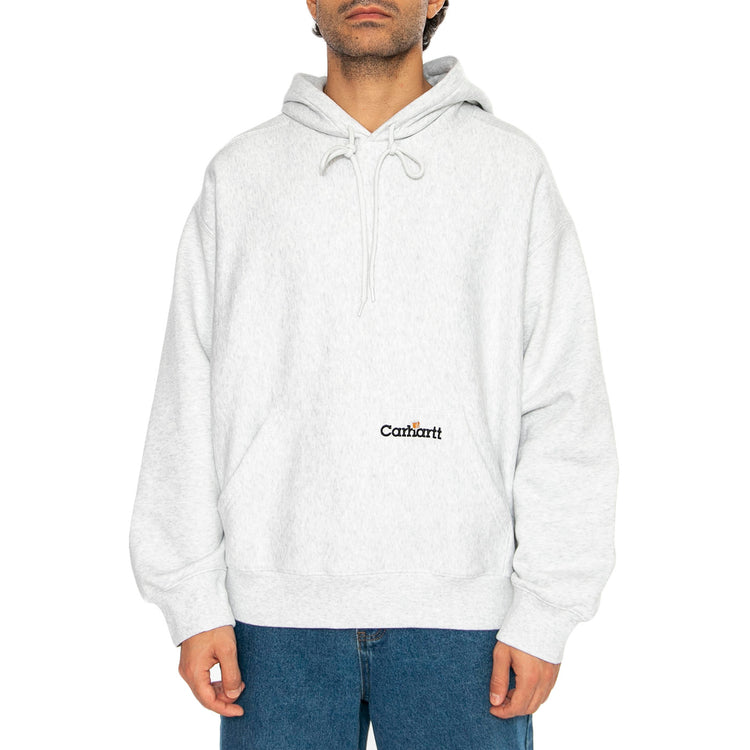 Hooded Label Script Sweat Ash Heather - Felpa con Cappuccio Uomo Grigia I034430.482XX . CARHARTT WIP 