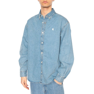 L/S Lucas Shirt Blue - Camicia Denim Jeans Uomo Blu I034525.0135 . CARHARTT WIP 