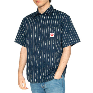 S/S Drewe Shirt Heart C Pinstripe, Ink / Natural - Camicia Maniche Corte Uomo Blu I034537.2RUXX . CARHARTT WIP 