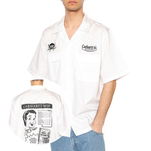 S/S Deli Shirt White / Black - Camicia Maniche Corte Uomo Bianca I034738.00AXX . CARHARTT WIP 