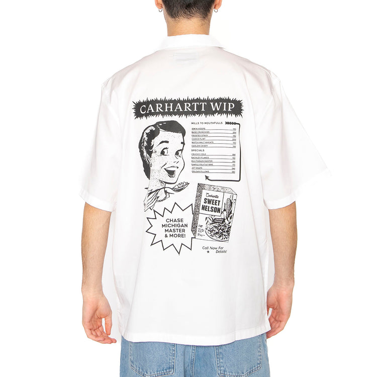 S/S Deli Shirt White / Black - Camicia Maniche Corte Uomo Bianca I034738.00AXX . CARHARTT WIP 