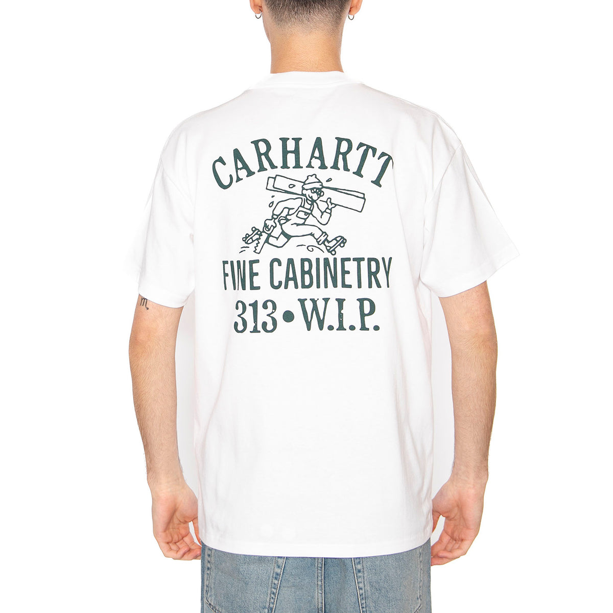 S/S Cabinetry T-Shirt White / Black - Maglietta Girocollo Uomo Bianca I034779.00AXX . CARHARTT WIP 