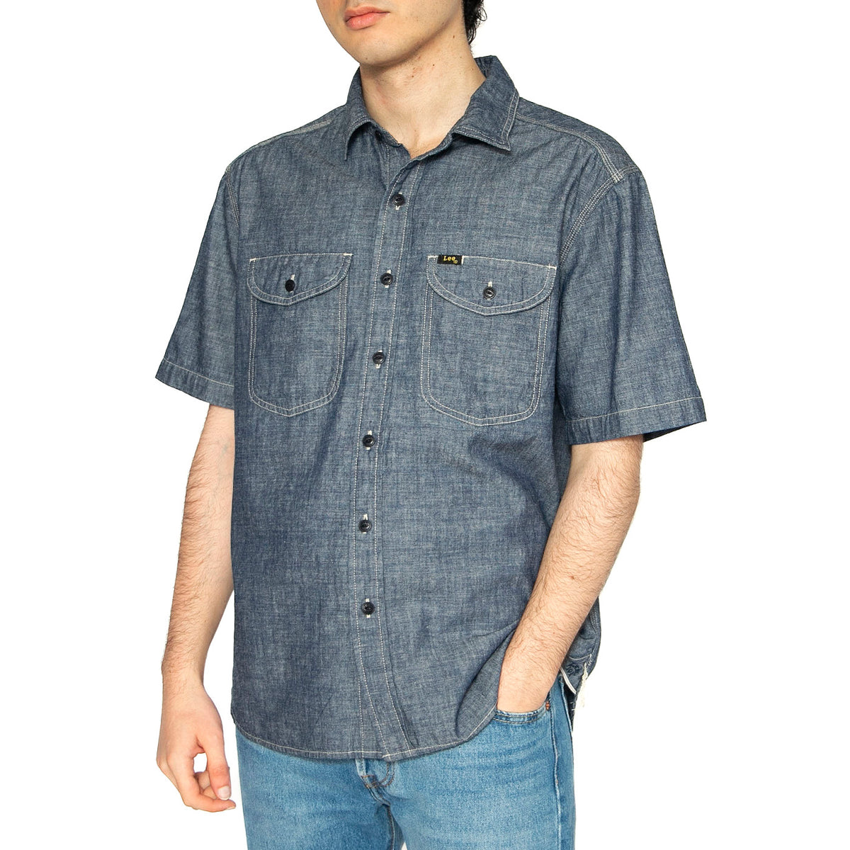 101 SS Worker Shirt Rinse Chambray - Camicia Maniche Corte Uomo Blu 112364203 . LEE 