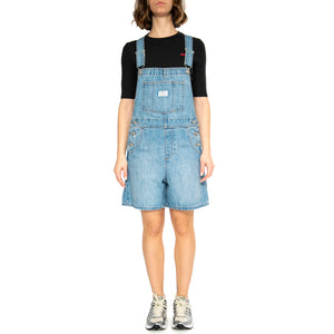 Vintage Shortall Light Indigo Worn In - Salopette Bermuda Denim Jeans Donna Blu 52333-0040 . LEVIS 