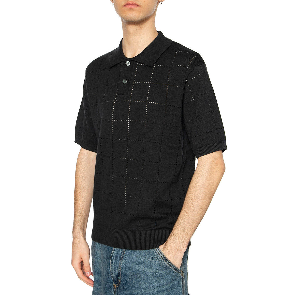 Sweater Knit Polo Pointelle Grid Mineral - Polo Uomo Nera A7294-0014 . LEVIS 