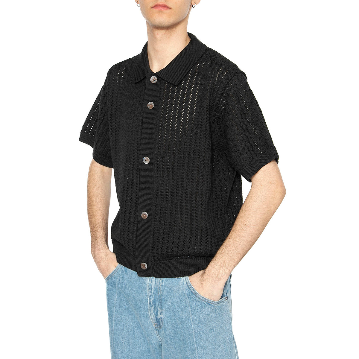 Dez Sweater Shirt Digital Black - Camicia in Maglia Maniche Corte Uomo Nera 151000106-DIB . OBEY 