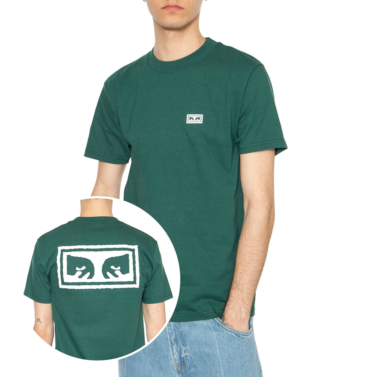 Obey Eyes 3 Tee Rain Forest - Maglietta Girocollo Uomo Verde 165261826-RFR . OBEY 
