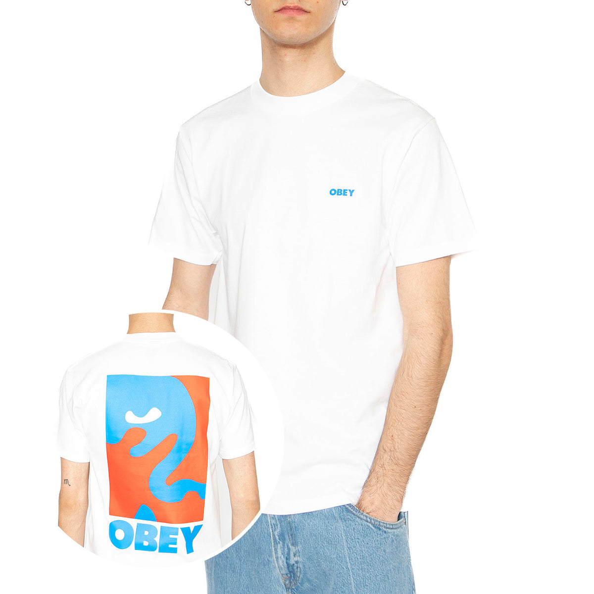 Obey Cropped Icon Tee White - Maglietta Girocollo Uomo Bianca 165264064-WHT . OBEY 