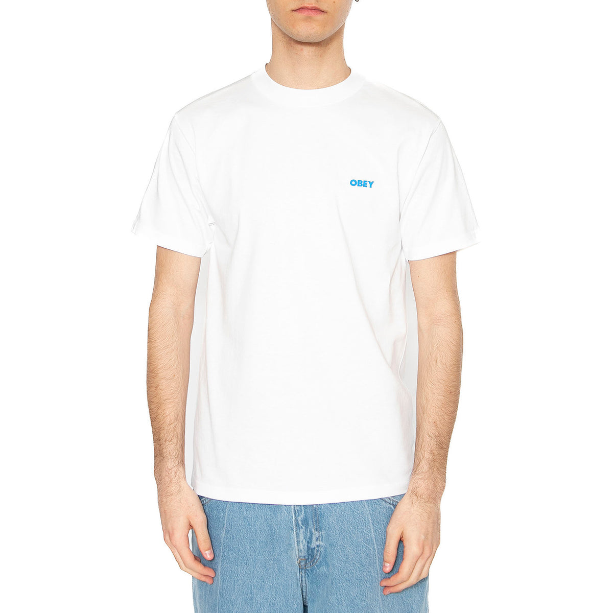 Obey Cropped Icon Tee White - Maglietta Girocollo Uomo Bianca 165264064-WHT . OBEY 