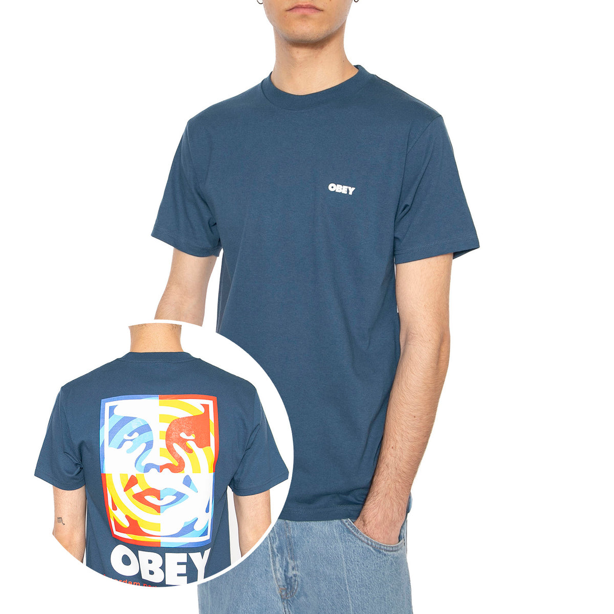 Obey Target Icon Tee Harbor Blue - Maglietta Girocollo Uomo Blu 165264065-HBU . OBEY 