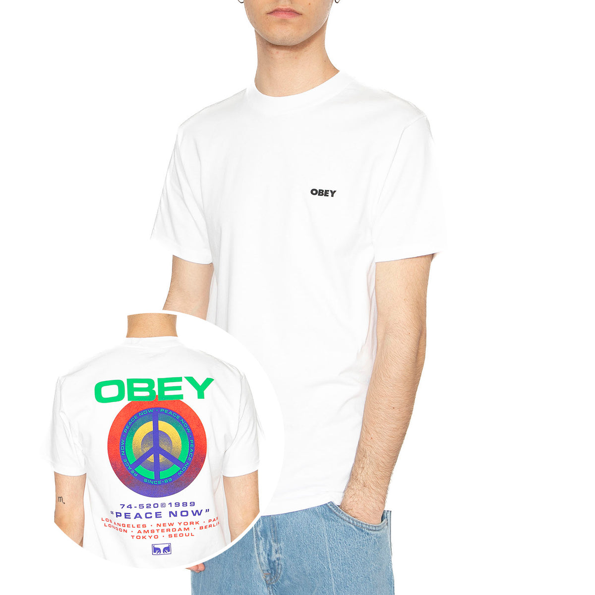 Obey Peace Targer Tee White - Maglietta Girocollo Uomo Bianca 165264093-WHT . OBEY 