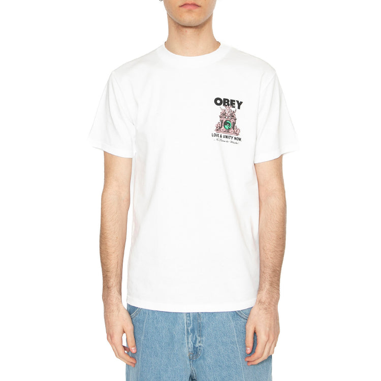 Obey Love & Unity Now Tee White - Maglietta Girocollo Uomo Bianca 165264103-WHT . OBEY 