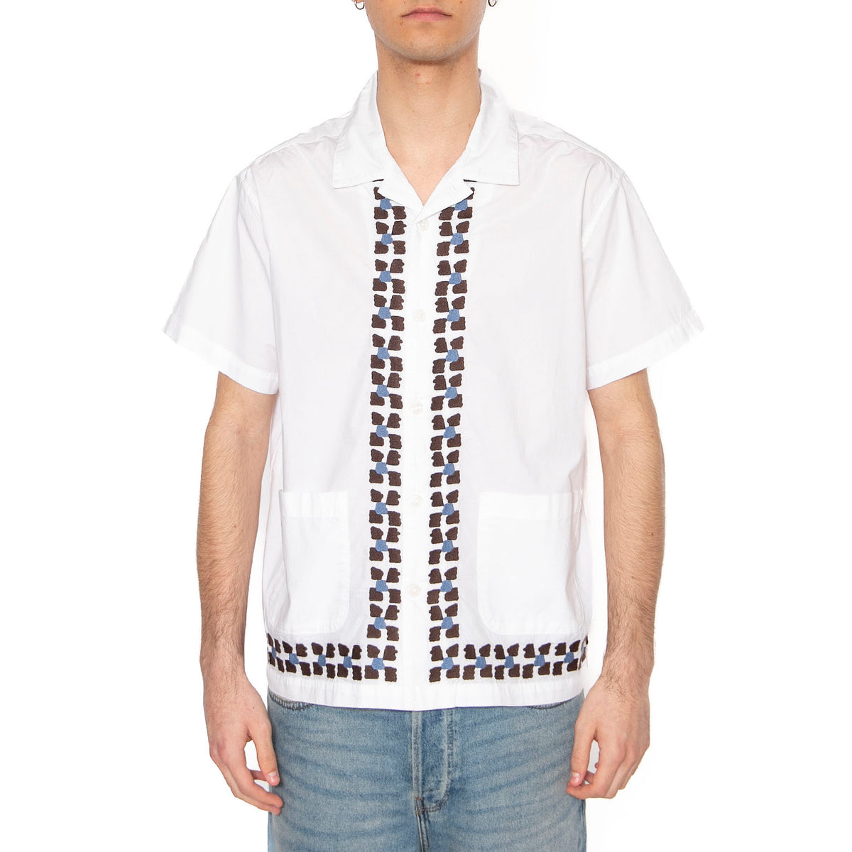 Ruben Woven SS White Multi - Camicia Maniche Corte Uomo Bianca 181210440-WTM . OBEY 