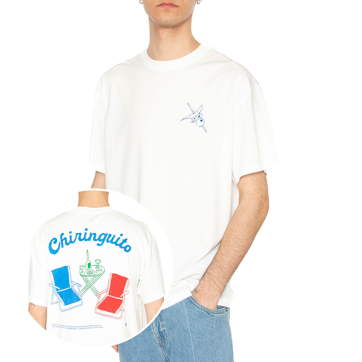 Chiringuito Aaron Tee White - Maglietta Girocollo Uomo Bianca MTS00444-WHITE . THINKING MU 