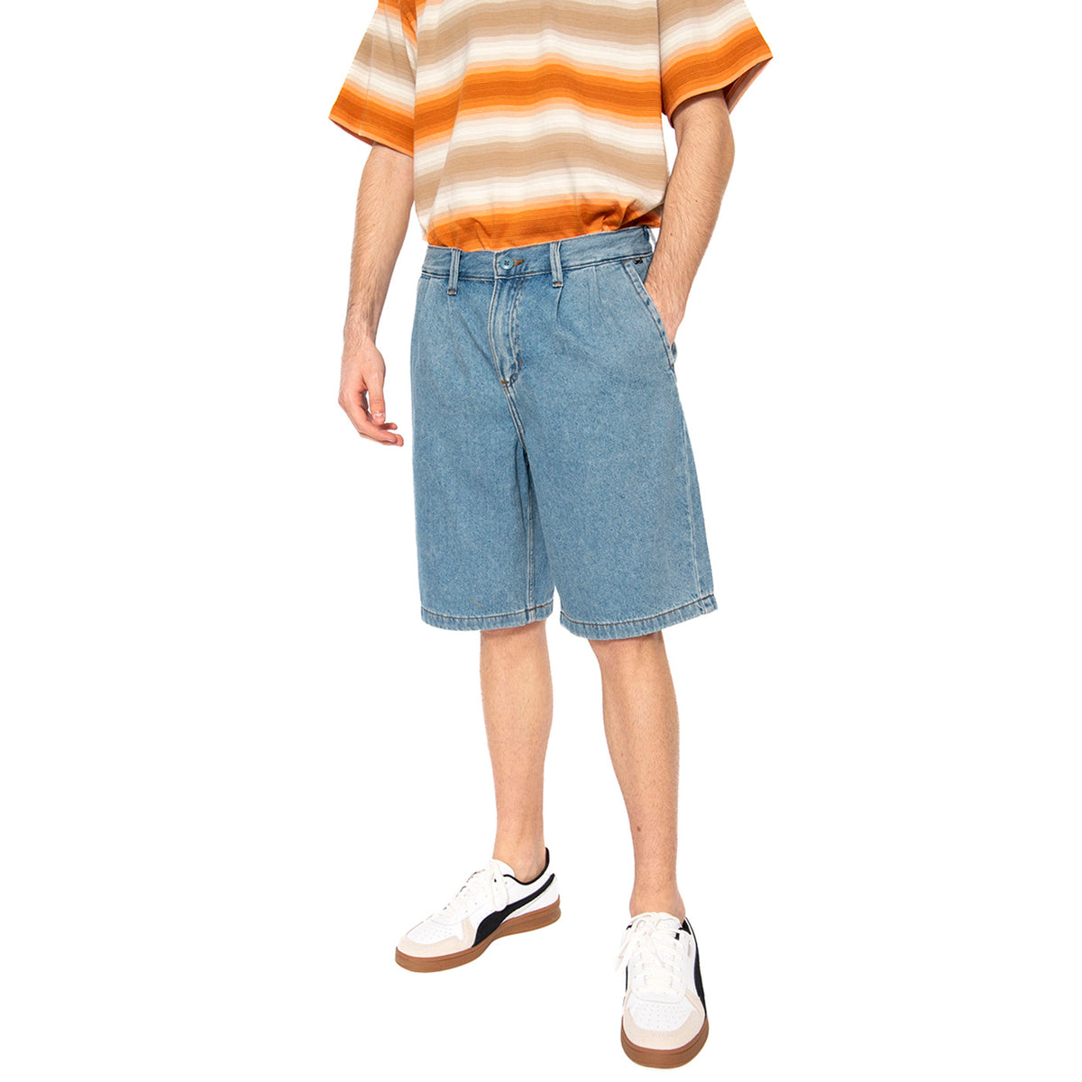 Authentic Chino Loose Pleated Denim Short Stonwash / Blue - Bermuda Uomo Blu VN000M2DCDX1 . VANS 