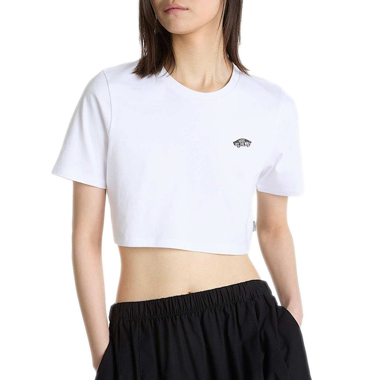 W STYLE 76 II CREW CROP SS WHITE - Maglietta Girocollo Cropped Donna Bianca VN000P5VWHT1 . VANS 