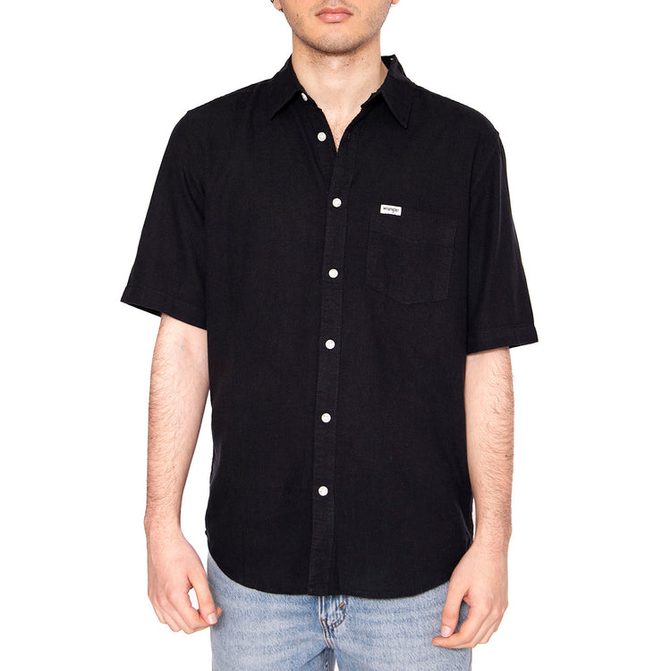 SS Shirt Nera - Camicia Maniche Corte Uomo Nera 112362729 . WRANGLER 