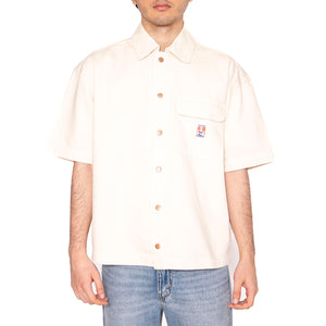 SS CJ Overshirt Ecru - Camicia Maniche Corte Uomo Bianca 112362900 . WRANGLER 
