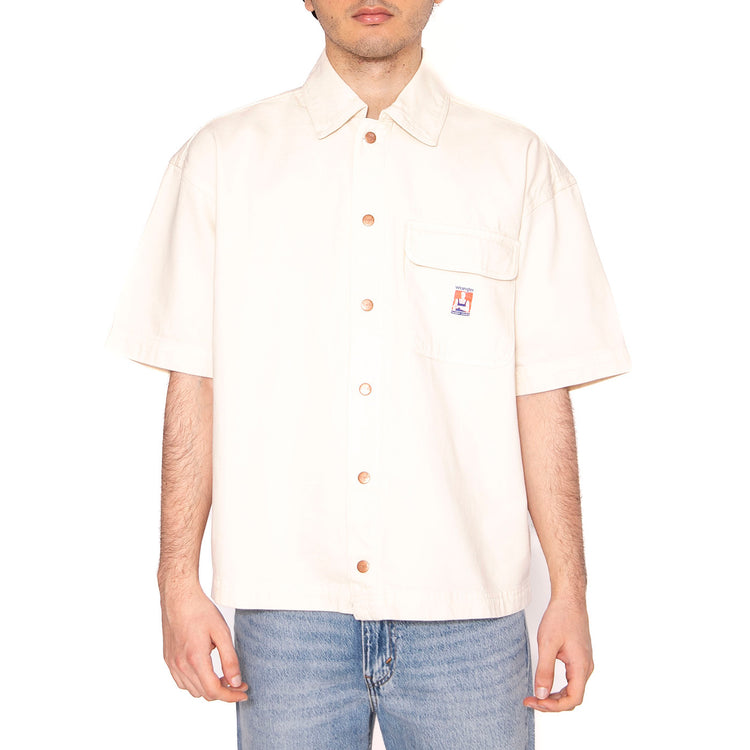 SS CJ Overshirt Ecru - Camicia Maniche Corte Uomo Bianca 112362900 . WRANGLER 