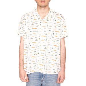 Sabros Aloha Shirt White - Camicia Maniche Corte Uomo Bianca / Multi 1963-WHITE . BRAVA FABRICS 
