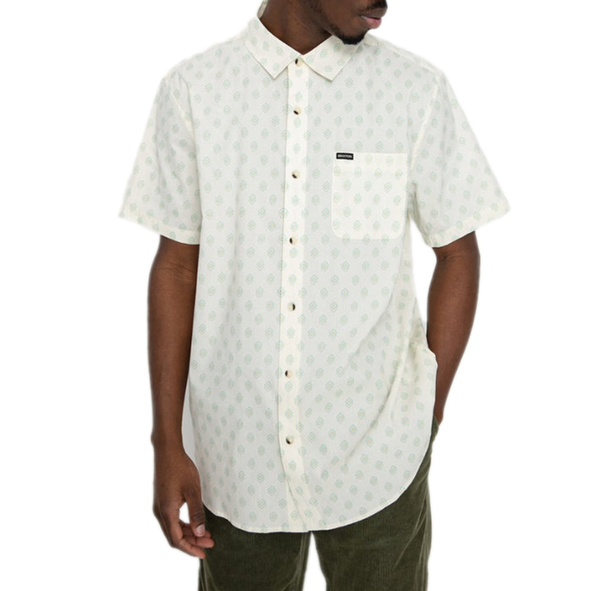CHARTER PRINT S/S WVN OFF WHITE / JADE GEO - Camicia Maniche Corte Uomo Multicolore 01218-OFWJG . BRIXTON 