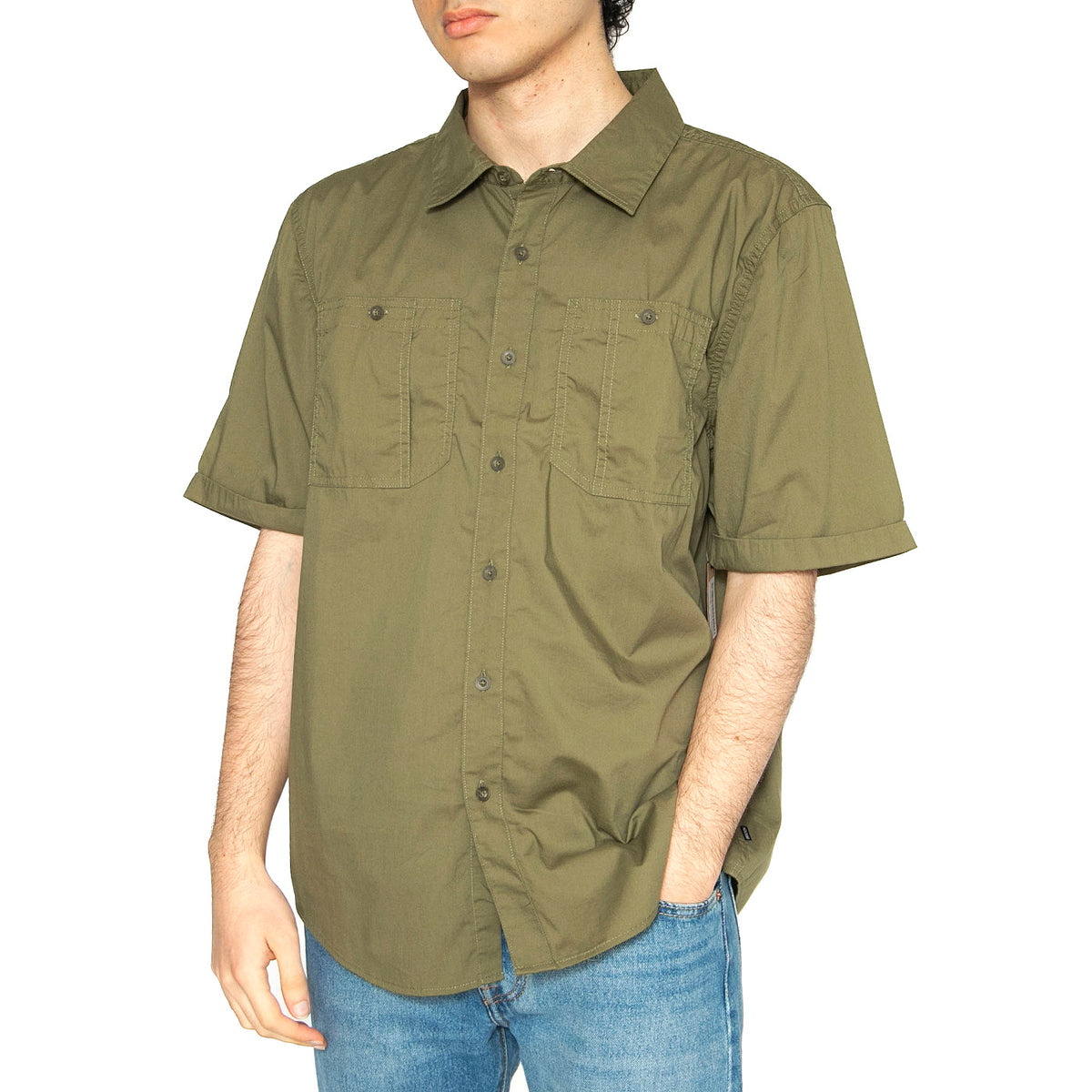 Charter S/S WVN - Camicia Maniche Corte Uomo Verde 01267-MILOL . BRIXTON 